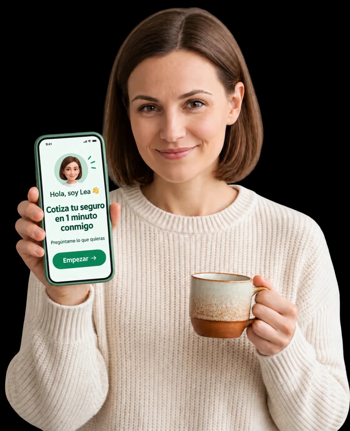 Lea, la asistente con IA de Seguro Match, con su chat en el móvil